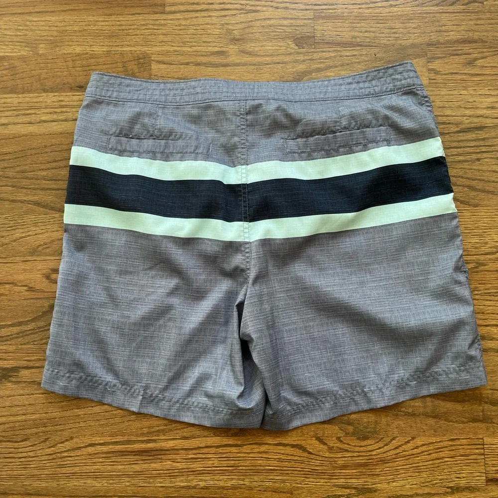 Men’s Penguin Gray and Navy Bathing Suit Sz 34 Retro Coastal Beach Surfer swim